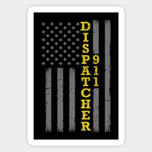 911 Dispatcher Thin Gold Line Flag Magnet